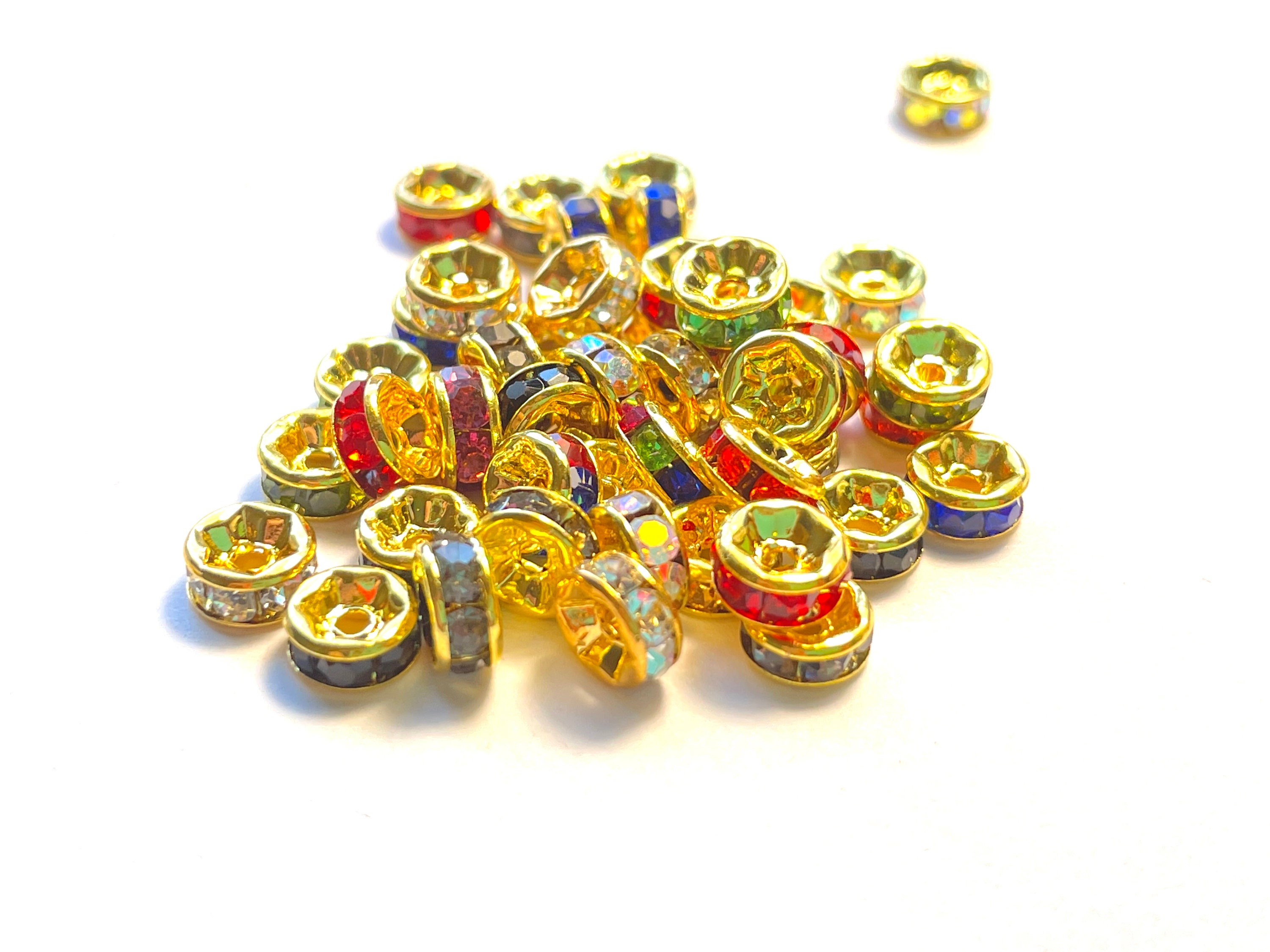 Gold Plated Czech Crystal Rhinestone Rondelle Spacer Beads 4mm,6mm