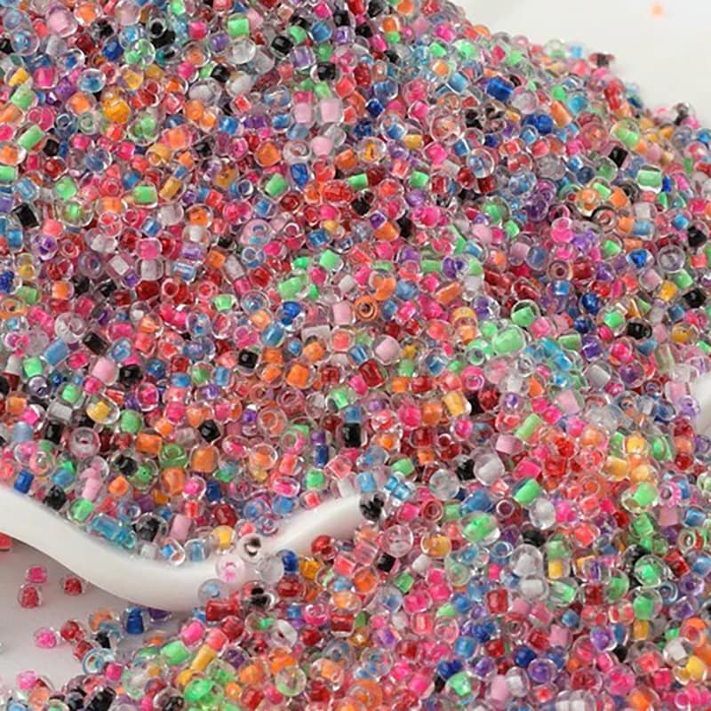 15 Grams of Round Multicolor Glass Seed Beads 2 Mm 