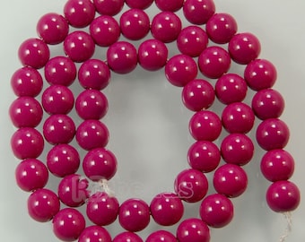 Fuchsia Coated Czech Glass Pearl Smooth Round Beads, 4mm 6mm 8mm 10mm 12mm 14mm 16mm Opaqu loose beads, jewelry making and beading 16'' str