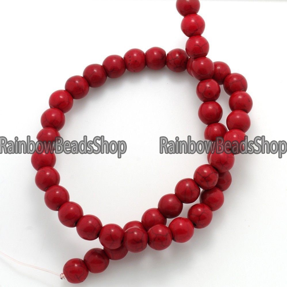 Red Howlite Turquoise Gemstone Round Beads 2mm 3mm 4mm 6mm 8mm 10mm 12mm 16" 