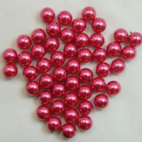 Dark pink Czech Glass Pearl Round Beads, 100pcs 3mm 4mm 6mm 8mm 10mm 12mm  14mm, Opaqu loose beads, For jewelry making and beading