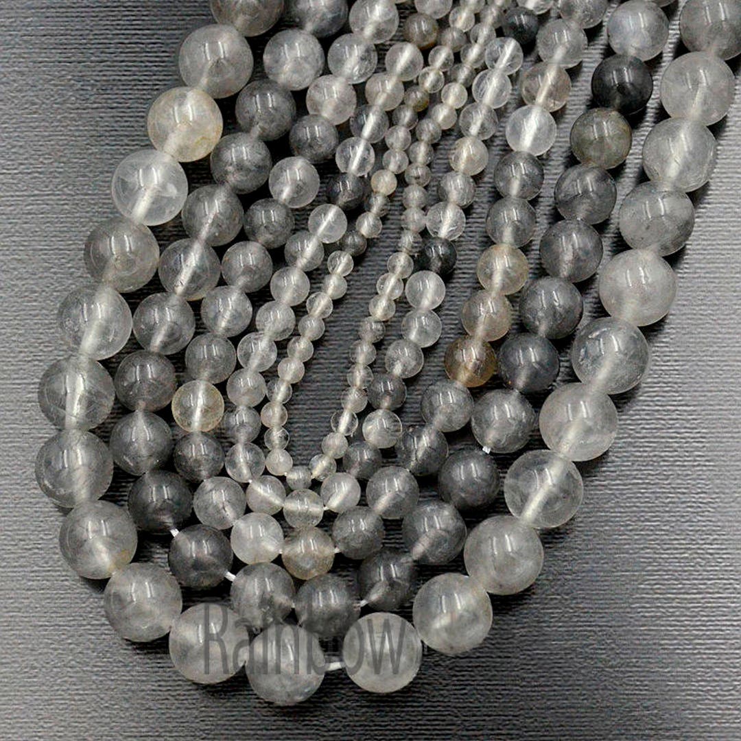 Natural Cloudy Gray Quartz Beads 4mm 6mm 8mm 10mm 12mm Round Etsy