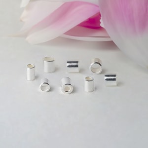Perlina a cricchetto, tubo a cricchetto in argento sterling 925 con foro, 2 mm