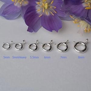 Sterling Silber Federring O-Ring Verschluss von 5 mm bis 8 mm, mit offener Öse, 1 Stück