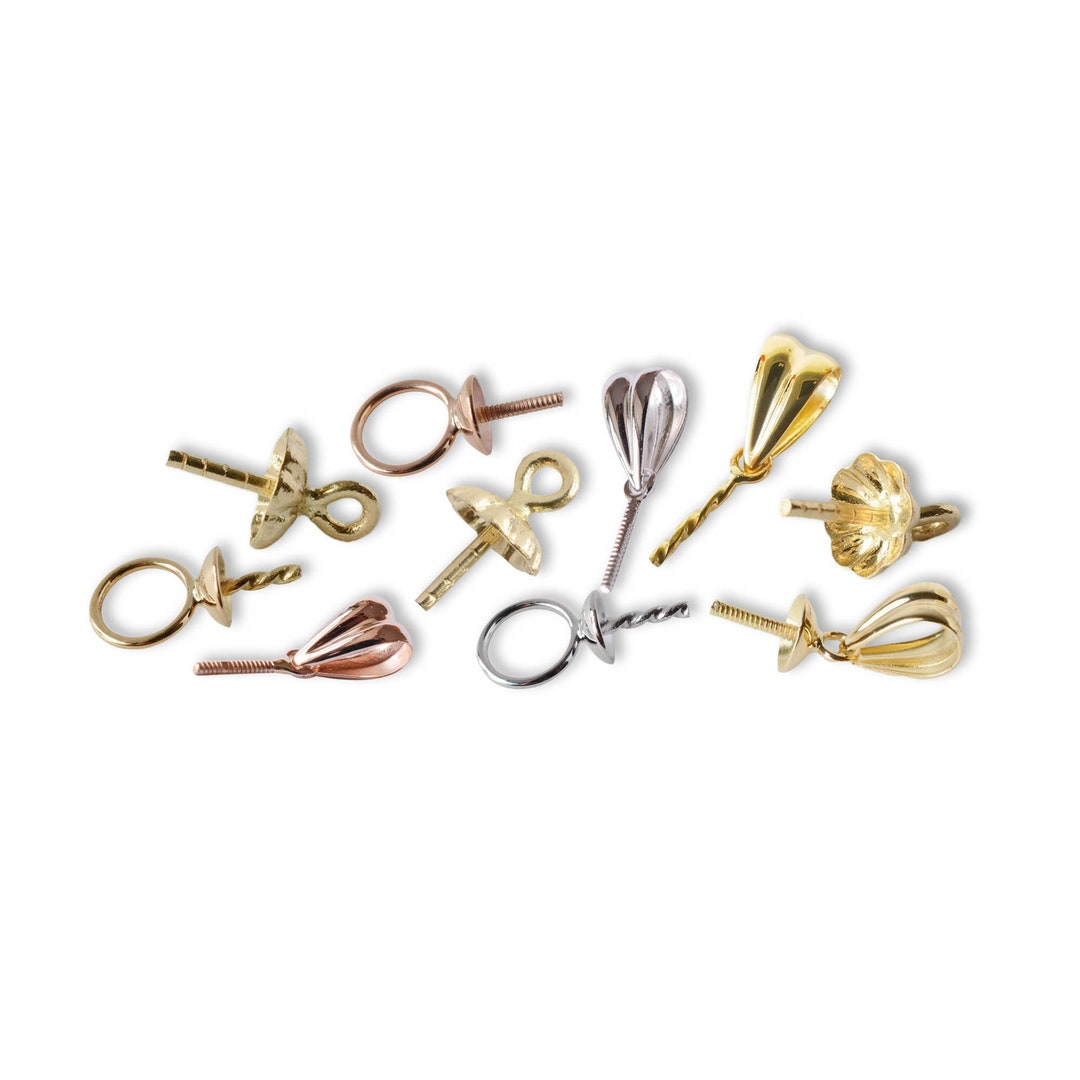 Bead Cap Eye Pin Bails, 18K Gold Screw Eye Peg Enhancer Bail Connector