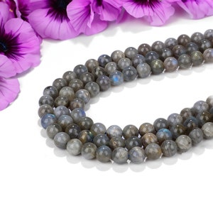 Natural Labradorite Beads, Blue Rainbow Gemstone Beads, Round Jewelry Beads, Natural Stone Beads, Multiple Size Jewelry Making Supplies