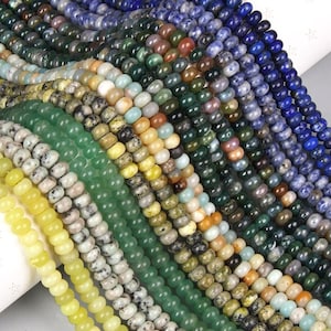 Rondelle gemstone smooth spacer bead 6, 8 mm Natural: Onyx lapis carnelian agate labradorite sodalite aventurine turquoise