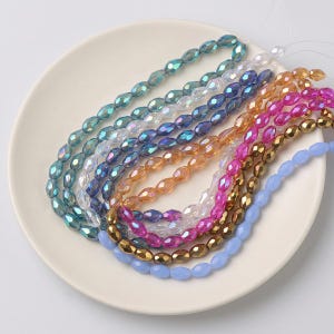Facetterade droppformade glasdistanspärlor 6 x 4 mm, små päronformade lösa pärlor för armband, halsband, örhängen, gör-det-själv-pysselmaterial 50 st
