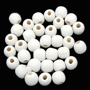 Perline rotonde distanziatrici in legno bianco, perline di legno tinto per braccialetti mala, 100 pezzi da 4 mm, 6 mm, 8 mm, 10 mm, 12 mm, 14 mm e 16 mm.