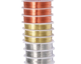 Metallfaden-Draht, Gold, Silber, Kupferschnur-Perlenschmied, Handwerk Perlendraht-Herstellung Schmuck, 0,2 0,3 0,4 0,5 0,6 0,7 0,8 1 mm