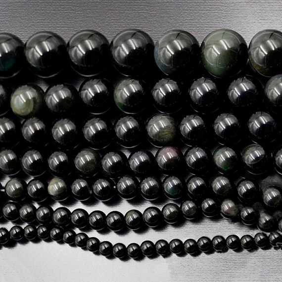 Natural Black Obsidian beads Jewelry Gemstone Beads 4mm 6mm Etsy