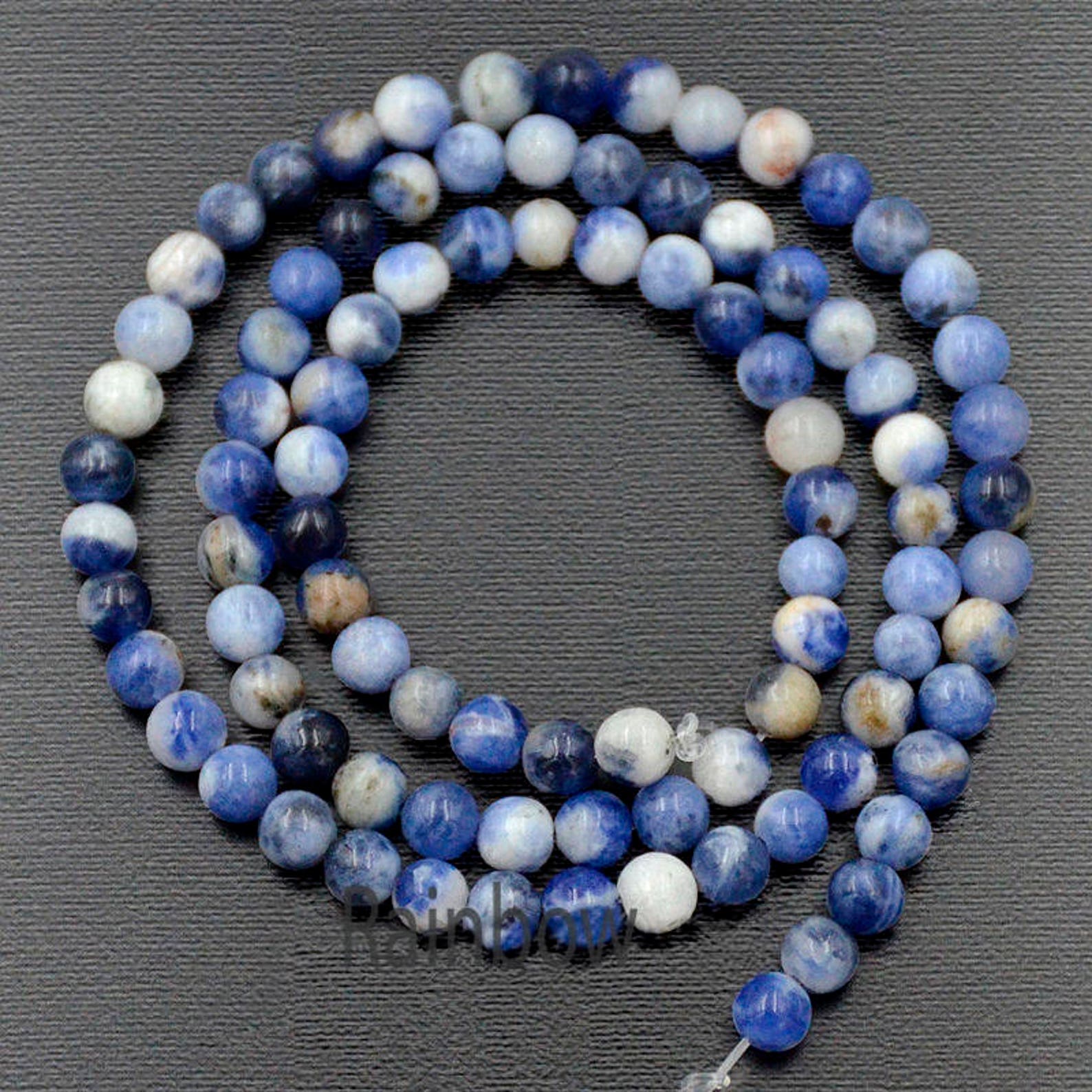 Perles De Sodalite Naturelle Tube – Brin De 33 Cm, Perles Polies à La Main, Gros Lot