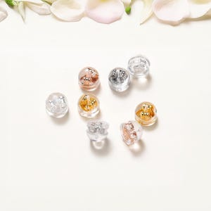 Gold Color Plated Brass Silicone Stud Earring Backs, Rubber Stopper Ear Nut for Jewelry Making,  Supplies of Friction Ear Nut for Handmade