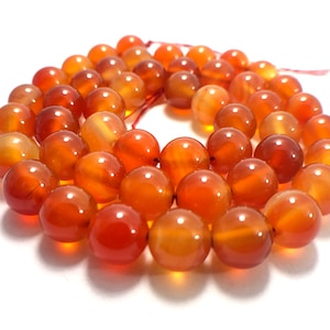 Natural Carnelian Round Beads, AAstone, 3 2 4 6 8 10 12mm Highly Polished Finish gemstone, Full 15.5&quot; Strand