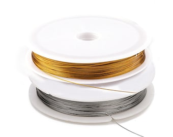 Résistant Ligne Forte Acier Inoxydable Fil Fil Métallique ternir Résistant String Craft Perlage Fabrication Bijoux 0,3 0,45 0,5 0,6 0,7 0,8 1,0