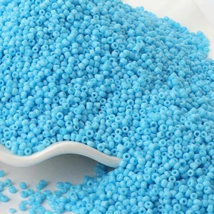 Perline di semi opache blu cielo, piccole perle rotonde in vetro da 2 mm 12/0, 1000 pezzi