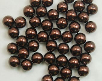 Chocolate brown Czech Glass Pearl Round Beads, 100pcs - 3mm 4mm 6mm 8mm 10mm 12mm 14mm, Opaqu loose beads For jewelry making and beading