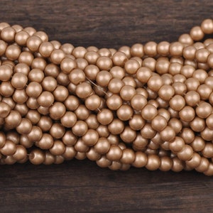 Gold beschichtete Tschechische Glasperlen Glatte runde Perlen, 4 mm 6 mm 8 mm 10 mm 12 mm 14 mm Opaqu lose Perlen, Schmuckherstellung und Perlenstickerei 16 &#39;&#39; str