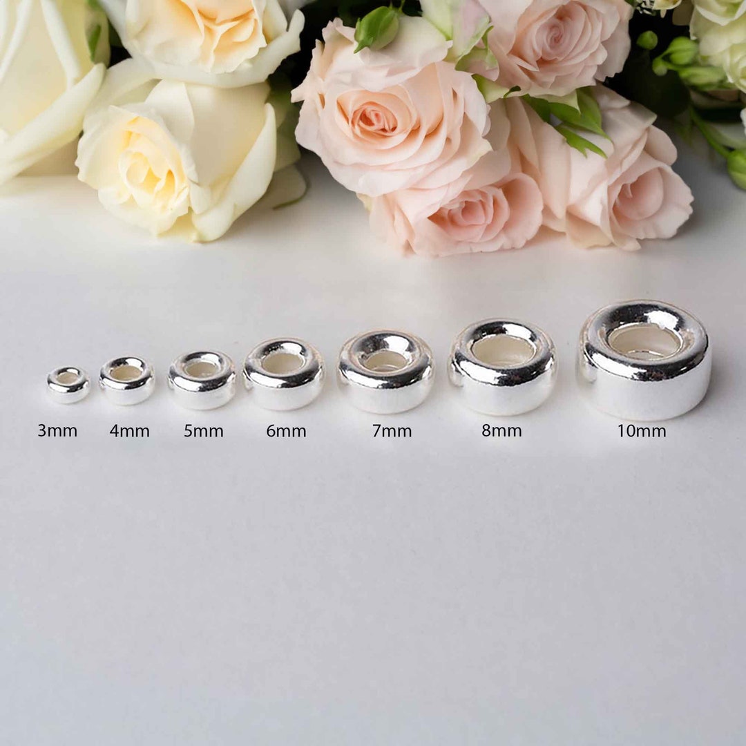 925 Sterling Silver Rondelle Beads in Sizes From 3mm to 10mm, Spacers for Jewelry Making Etsy
