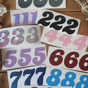 Angel Numbers Vinyl Stickers in Retro Font