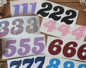 Angel Numbers Vinyl Stickers in Retro Font