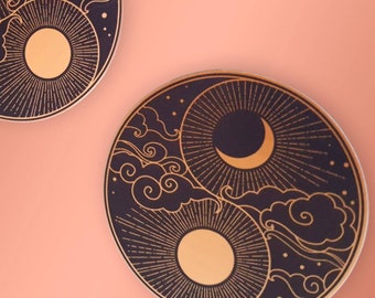 Yin Yang Sun and Moon Stickers