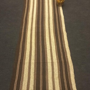 Long Goat Hair Kilim Runner Rug: 2&#39;7&quot;x13&#39;4&quot; Vintage Turkish Stripe