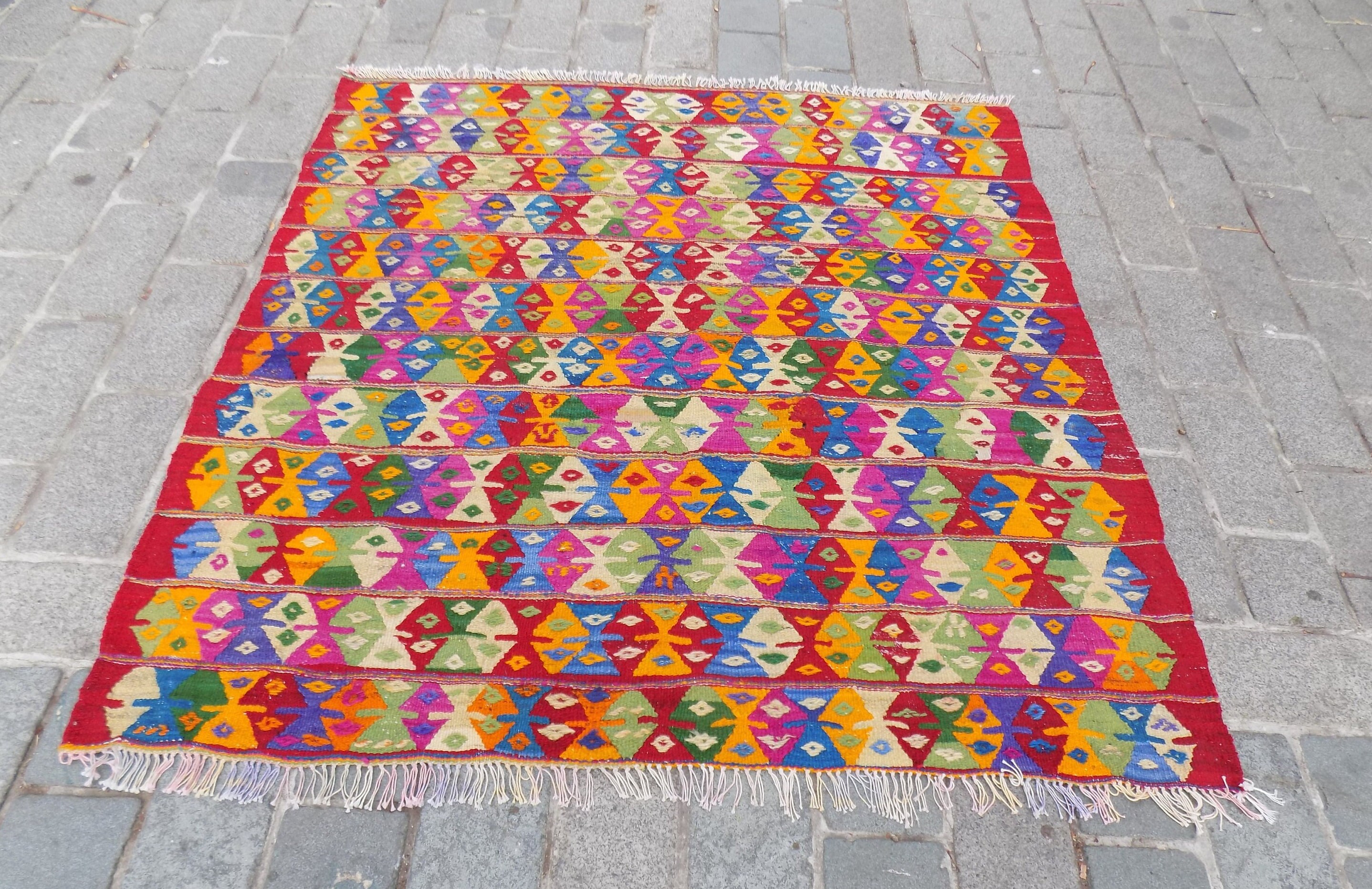Turkish Square Kilim Rugcolorful Kilim Etsy