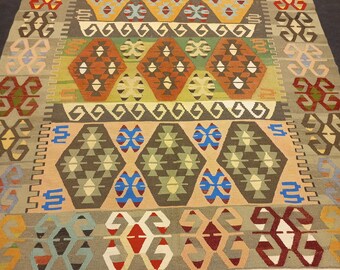 Unique Size Turkish Kilim Rug,6,2"x8,2"ft,191x251 Cm,Bohemian Kilim Rug,Area Rug,Flat Weave Rug,Vintage Kilim Rug,Old Kilim Rug,Floor Rug