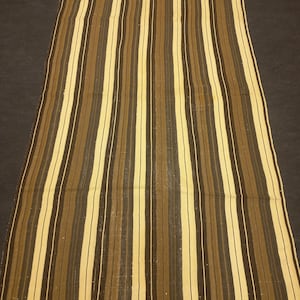 Goat Hair Striped Pattern Kilim Rug,4&#39;6&quot;x8&#39;5&quot;ft,Brown Kilim Rug,Natural Rug,Handwoven Rug,Boho Chic Decor Rug,Turkish Kilim Rug,Vintage Rug