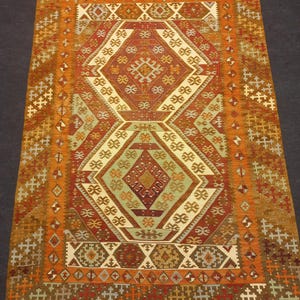 3&#39;6&quot;x5&#39;2&quot; ft,Antique Hotamis Kilim Rug,Antique Turkish Kilim Rug, Bohemian Rug,Rare Kilim Rug,Organic Wool Rug,Collector Rug,Konya Kilim Rug