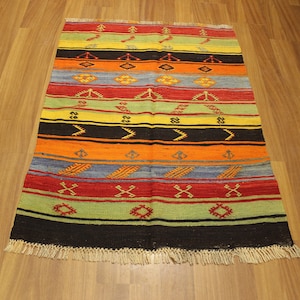 Vintage Turkish Handmade Embroidery Kilim,3,1&quot;x4,7&quot;Feet,95x145cm