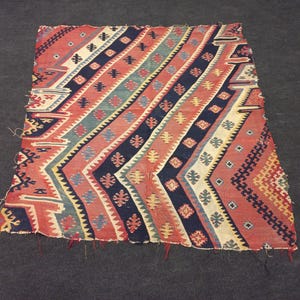 Antique  Kilim Piece,Antique Piece of Rug,3,5&quot;x3,8&quot;ft,108x116 Cm,Turkish Antique Kilim,Fragmen Kilim Rug,Square Kilim Rug,Vintage Kilim Rug