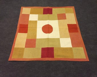 Square Handmade Patchwork Rug,3'3"x3'3"Ft,103x103cm,Decorative Rug,Turkish Kilim Patchwork Rug,Bohemian Rug,Natural Rug,Square Rug،Small Rug