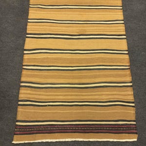 Camel Wool Striped Small Kilim Rug,2,5&quot;x3,6&quot;ft,77x110 Cm,Kurdish Kilim Rug,Home Decor Rug,Handmade Kilim Rug,Vintage Kilim Rug,Old Kilim Rug