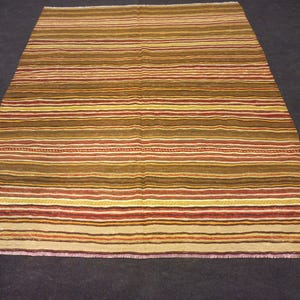 Colorful Turkish Kilim Rug,Striped Kilim Rug,Handmade Rug,5,4&quot;x6,7&quot;ft,166x205 Cm,Wool Rug,Tribal Rug,Handmade Rug Square Kilim Rug,Kelim Rug