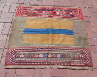 Rare  square handmade kilim rug,3.7&quot;x3.4&quot; Feet,115x105cm,tribal rug,decorative kilim,kilim rug,vintage kilim