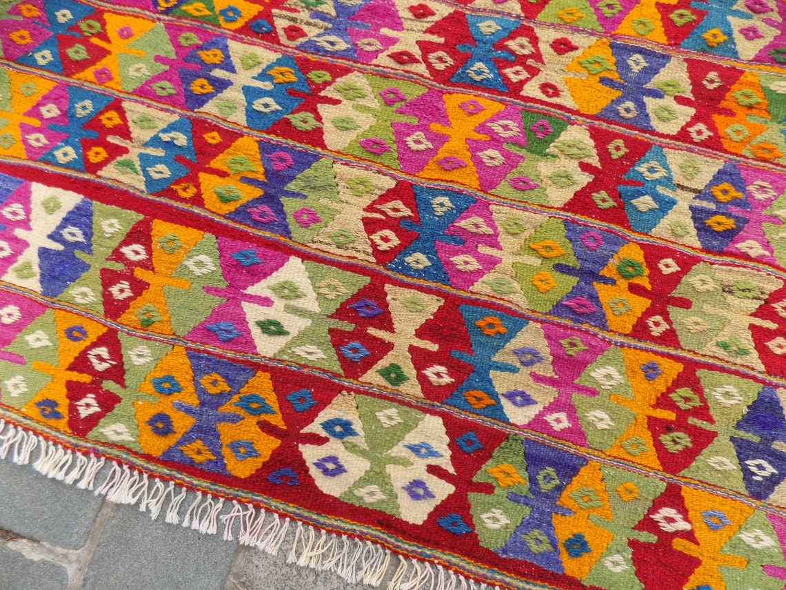Turkish Square Kilim Rugcolorful Kilim Etsy