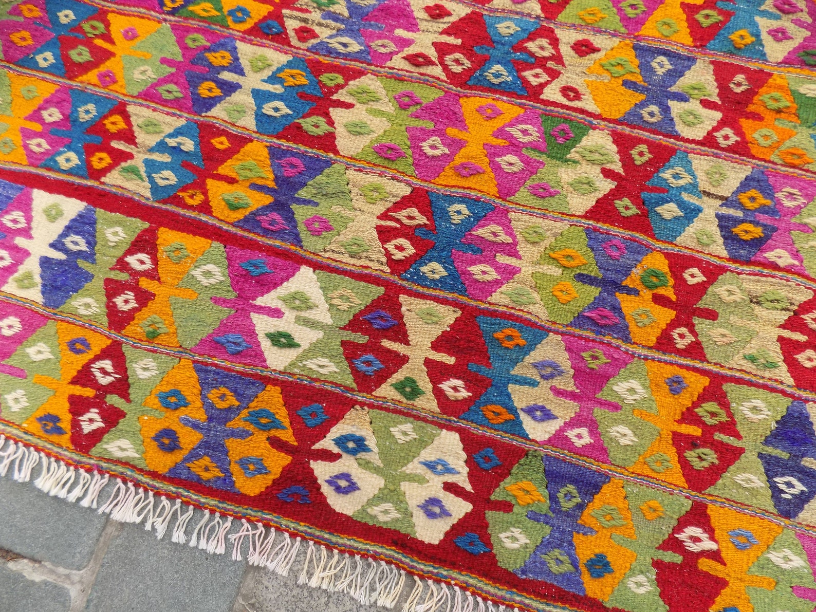 Turkish Square Kilim Rugcolorful Kilim Etsy