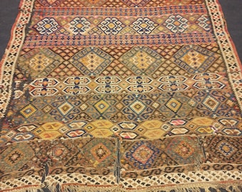 Antique Fragment Kurdish Kilim Rug: Handwoven Wool Rug, 5.7"x8"