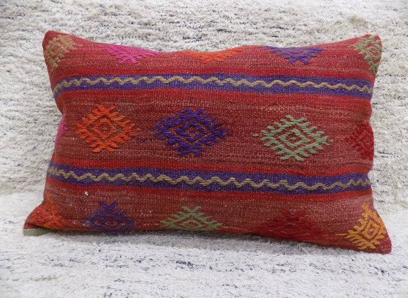 Kilim Lumbar Pillow16x24 Turkish lumbar pillow cover, wool