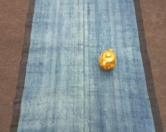 Alfombra Kilim Turca Azul, Moderna Alfombra de Lana Tejida a Mano, 1,30 m x 1,90 m