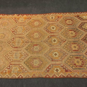 Decorative Embroidery Kilim Rug,Turkish Embroidered Rug,Vintage Kilim Rug,Goat Hair Rug,Home Decor Rug, 4,6&quot;x9,2&quot;ft,143x283 Cm,Tribal Rug