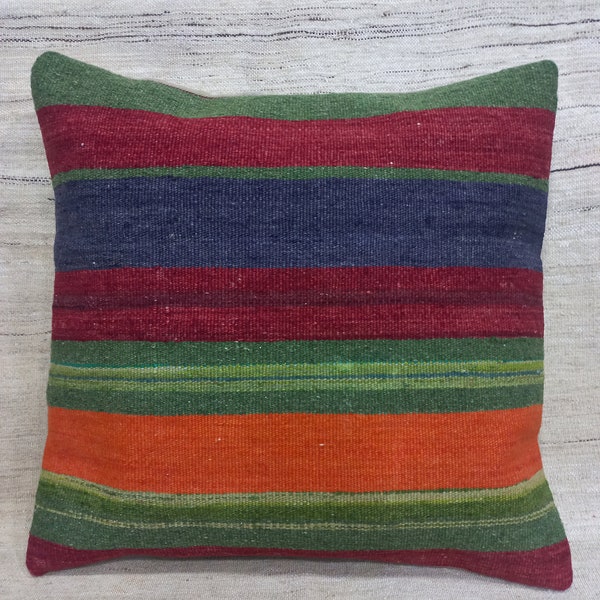 Turkish Kilim Pillow، Old Pillow,Handmade Pillow,Organic Wool Pillow,Sofa Decor Pillow,Vintage Pillow,Tribal Pillow,Decorative Pillow,,18x18