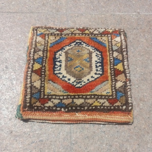 Vintage Mini Torba Matta: Handgjord turkisk matta (25x25 cm)