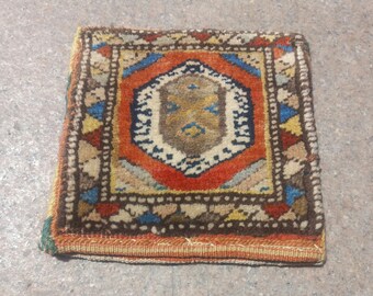 Vintage Mini Torba Rug: Handmade Turkish Carpet (10x10 inches)