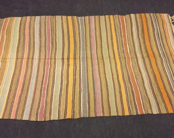 Colorful Handwoven Striped Turkish Kilim Rug: Vintage Rug 4.6"x8"