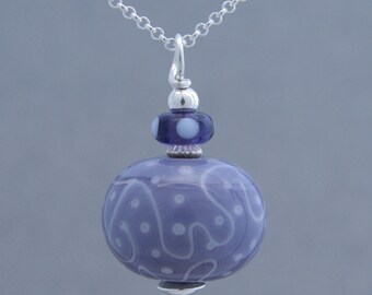 Round Lavender Spiral and Dot Pendant