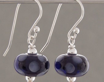 New! Dark Purple Dot Bead Earrings