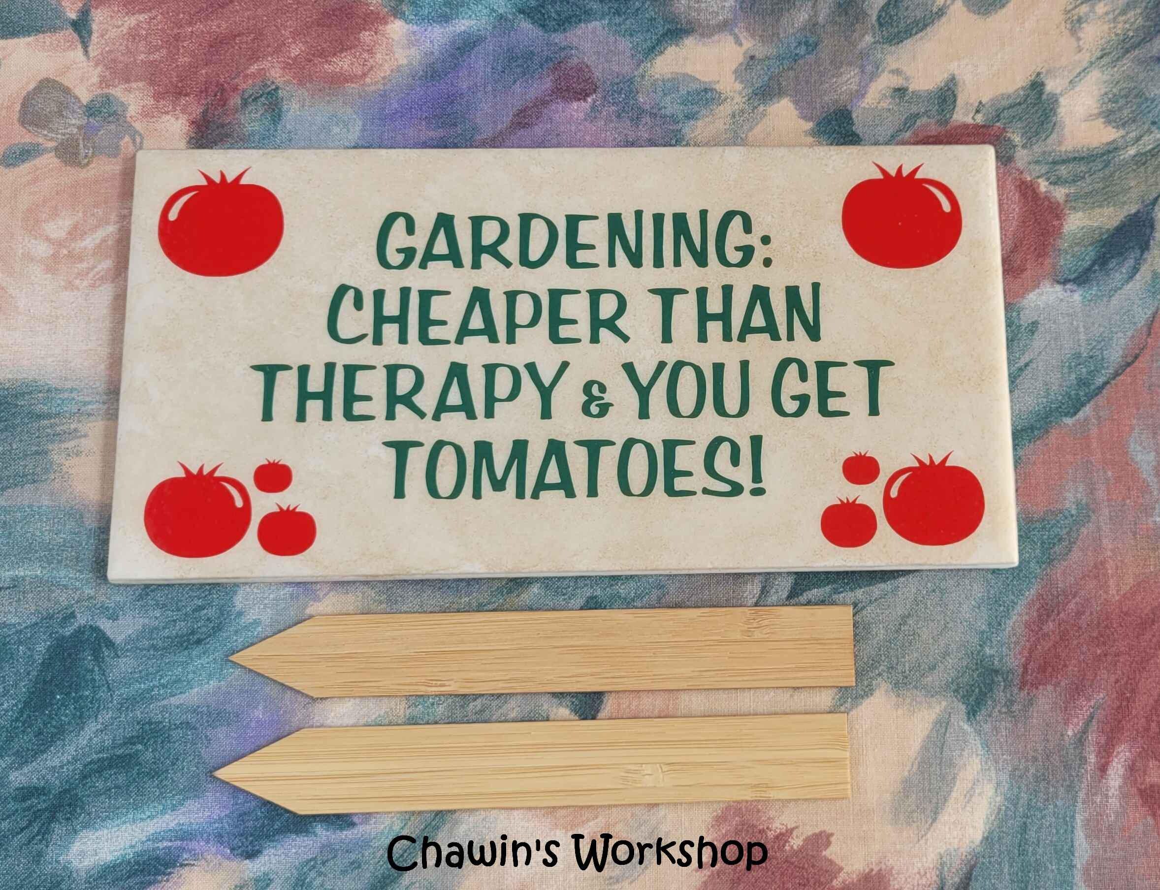 Gardening: Cheaper Than Therapy - Funny Garden Sign Gift for Gardener ...
